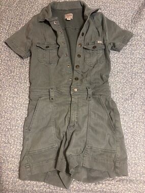 Guess Olive Green Short Sleeve Utility Romper